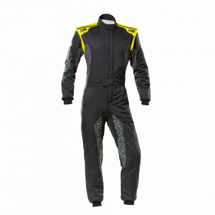 OMP Tecnica Hybrid Race Suit Black/Fluro Yellow